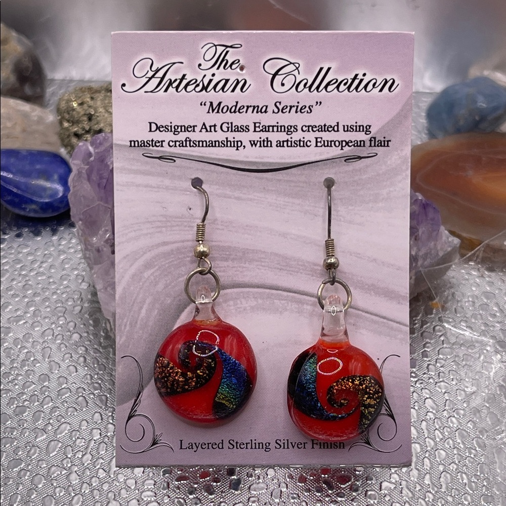 2.25.26-4 The Artesian Collection Art Glass Earrings with Sterling Silver Finish